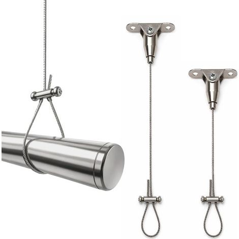 2 Pièces Support De Tringle À Rideau De Douche À Fixation Au Plafond, Pour Tringles Droites Et Courbées,Support Réglable Jusqu’à 150 Cm (1/5)