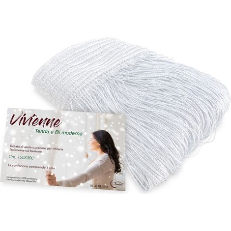 TENDA a FILI Vivienne per porta CM. 150X300 tinta unita BIANCO