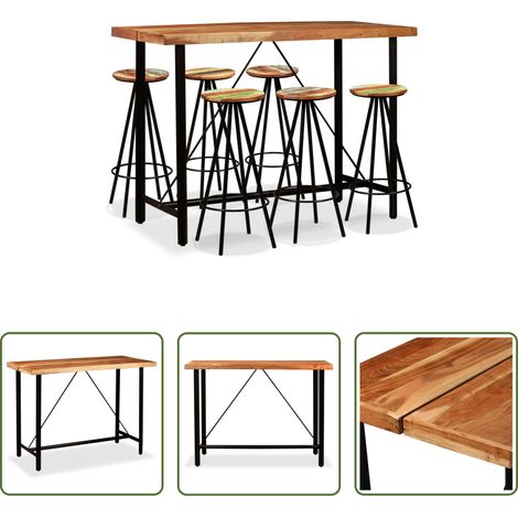 vidaXL Set de muebles de bar 7 piezas madera de acacia y reciclada (1/5)