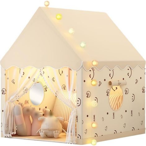 Tente de Jeu pour Enfants, avec Rideaux et fenêtres, adaptée pour Dormir, se Reposer et Jouer dans Une cabane pour Enfants, Beige (1/5)