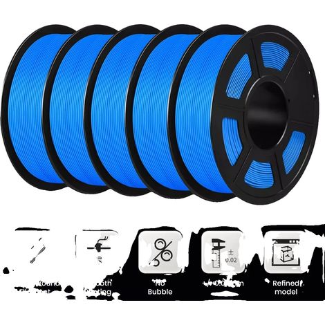 Filamento PLA, ecologico, elevata compatibilità, blu opaco, 5 rotoli (1/2)