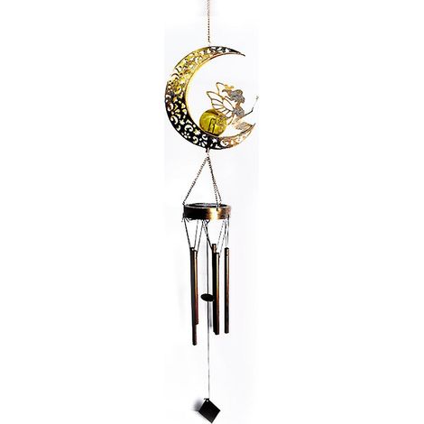 Carillon éolien en verre craquelé Fleur Fée Lune, Lune Solaire (1/5)
