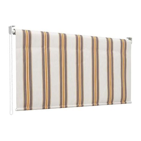 Tenda da sole 200x300 cm con catenella da esterno rigato beige a caduta avvolgibile