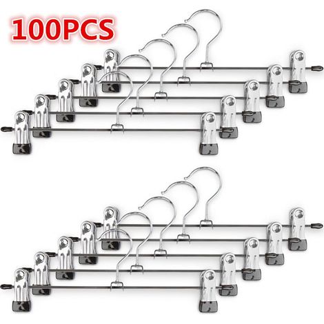 Lot 100 Cintres Métal Inox à Pinces Hofuton (1/5)