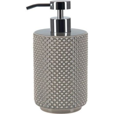 Distributeur de savon en faïence couleur taupe, fixation murale, pièce unique pour salle de bain et cuisine (1/3)