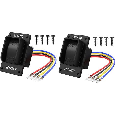 Lot de 2 interrupteurs à inversion de polarité 12 V DPDT momentanés à bascule 3 positions, étanches IP67, pour usage marin (ON). (1/5)