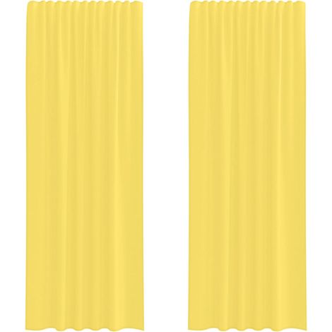 Maison Exclusive - Voile Vorhänge mit Stangentaschen 2 Stk. Gelb