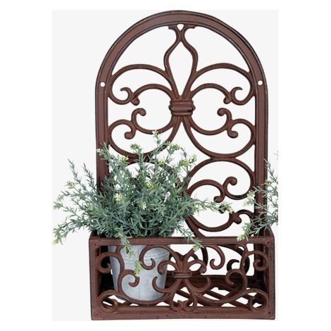 Fenêtre décorative en fonte avec bac - Modèle 2 - H 44 x L 27,9 cm - Livraison gratuite