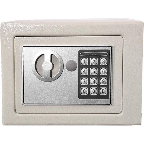 4.6L Digital Code Steel Safety Cash Box Money Safe Electronic Security Home Office White (1/5)