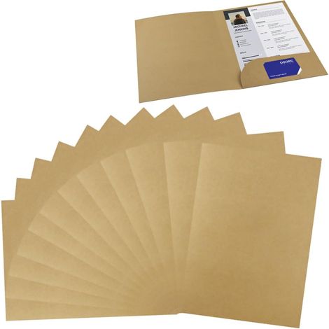 12 Pièces Chemise Cartonnée A4 avec Rabat Pochettes en Papier Kraft Dossier de Rangement Dossier de Candidature Porte Document Organisateur Présentation Papier Set pour Société Bureau Maison Scolaire (1/5)