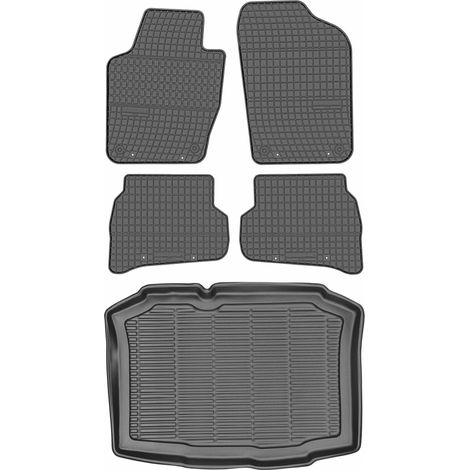Juego de alfombrillas de goma para coche y maletero para Seat Ibiza IV Hatchback (2008-2017). (1/5)