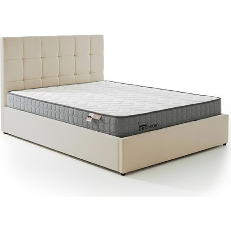 Pack Lit-coffre Luftani + Matelas Bedream 140x190cm Velours Beige