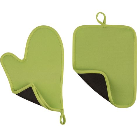 Premier Housewares Lime Green Neoprene Oven Glove and Pot Holder Set (1/3)