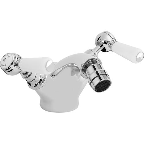 Old London Topaz White Lever Chrome Mono Bidet Mixer Tap with Hex Collar - BC306HL (1/2)