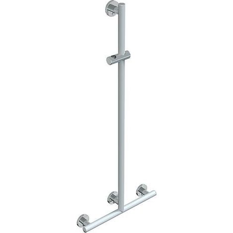 Main courante de douche avec barre de douche Elida Plus blanc mat chromé LxHxP:500x1200x87mm