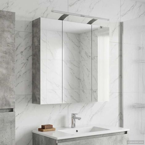 vidaXL Mobiletto per specchio da bagno Grigio cemento