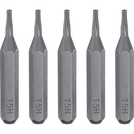 5pcs T5H Embout de Tournevis Torx 5/32" Tige Hexagonale 28mm Longueur Acier S2 Magnétique Tête Étoilée à 6 Pans pour Tournevis Manuels Électriques Réparation de Précision (1/5)