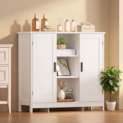 Buffet mit 2 Schränken, Küchenmöbel mit Schränken, verstellbares Regal, 90.00×30.00×80.00 cm, Weiß (1/5)
