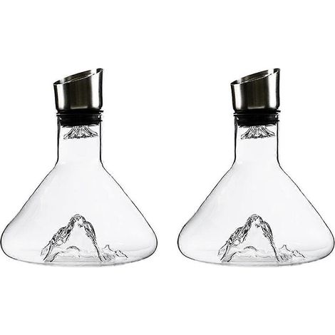 Handgefertigte, bleifreie Kristall-Whisky-/Weinkaraffe, 1500 ml, mit integriertem Ausgießer und Zubehör (2 Teile). (1/5)