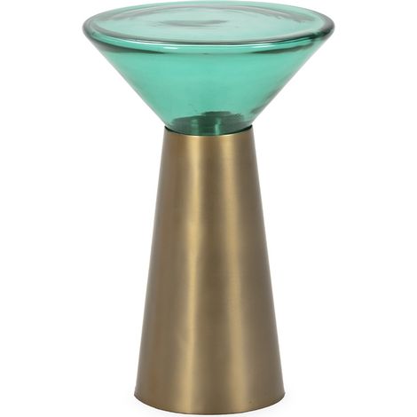 Mesa Auxiliar 32,5X32,5X51 Metal Dorado/Cristal Turquesa (1/2)