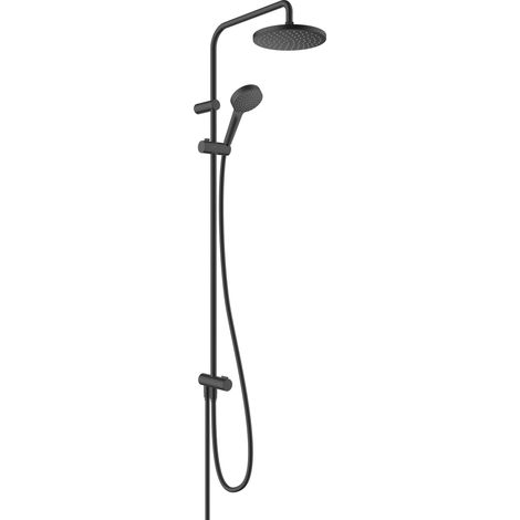 colonne de douche économie d'eau Vernis Blend, sans robinetterie, pour la renovation, douche de tête 200 mm avec 1 jet, noir mat, 26099670 (1/5)