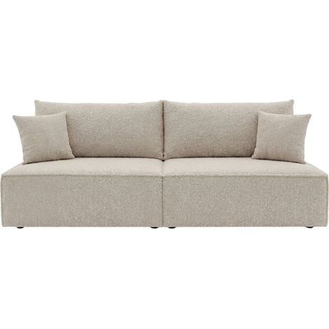 ROMEO MINI - Canapé droit convertible tissu bouclette Beige (1/5)