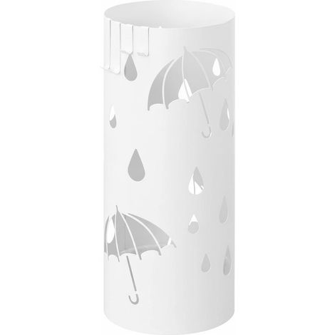 Portaombrelli Rotondo In Acciaio Zincato Con Quattro Ganci Removibili Vaschetta Scolapioggia Base Antiscivolo Design Moderno Per Ingresso Casa E Ufficio 41 X 17 Cm Bianco (1/5)
