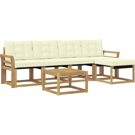 Set di divani da esterno 6 pz Bianco e Crema vidaXL (1/5)