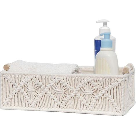 Cesto portaoggetti decorativo Ulisem con nappe - Stile bohémien - Cesto decorativo intrecciato da bancone (1/4)
