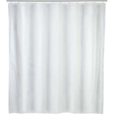 WENKO Anti-Schimmel Duschvorhang Uni White, Textil (Polyester), 120 x 200 cm, waschbar, Weiß, Polyester weiß (1/5)
