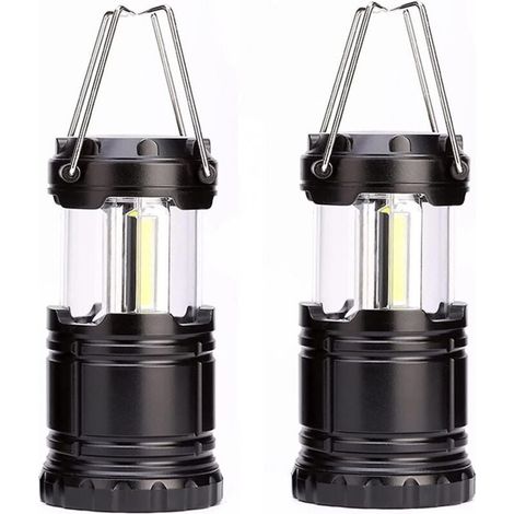 Paquet de 2 lanternes de camping à LED portables avec crochets pliants pour les ouragans, les urgences, les maisons, les hangars et plus encore (1/4)
