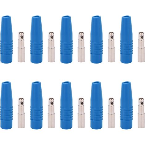 Fiche banane femelle 4mm en cuivre pur nickelé connecteurs balle pour test électronique accessoires bleu (1/5)