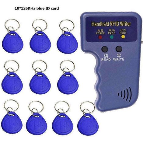 Lecteur/copieur de cartes d'identification RFID portable 25-26 pouces (125 kHz, 10 étiquettes incluses), neuf. (1/5)