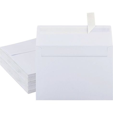 Paquete de 100 sobres A7 para tarjetas de felicitación e invitaciones, 5 x 7 pulgadas, solapa cuadrada, blanco brillante, 5,25 x 7,25 pulgadas. (1/5)