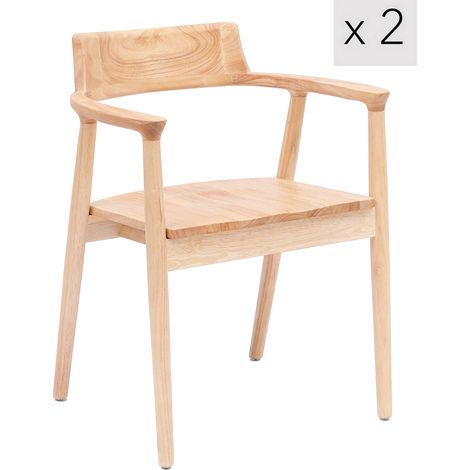 Nordlys – Lot de 2 chaises scandinaves en bois massif – Confort optimal avec assise en frêne – Dimensions 53.5x57.5x75cm – Pour salle à manger et bureau