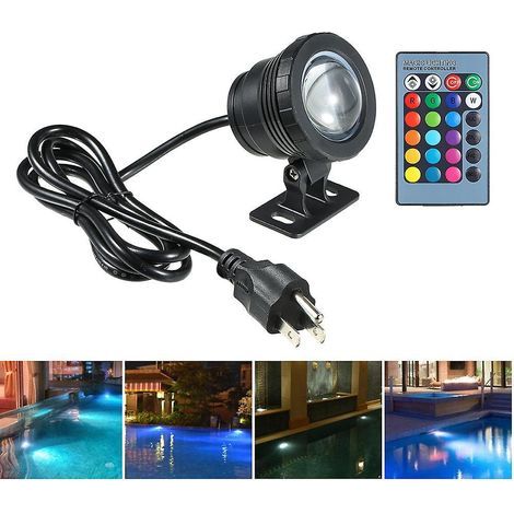 AC85-265V 10W RGB LED Underwater Light Submersible Lamp with Remote Control 16 Colors Changing Flash (1/4)