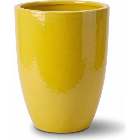 Pot grande taille d'extérieur MAZARIN 57x70cm citron acidulé, fait main en terre cuite émaillée, résistant au gel (1/2)