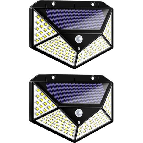 (2 pièces) Appliques murales LED d'extérieur, lampes solaires avec détecteur de mouvement PIR, compatibles avec la lumière du soleil, pour la décoration de jardin. (1/5)
