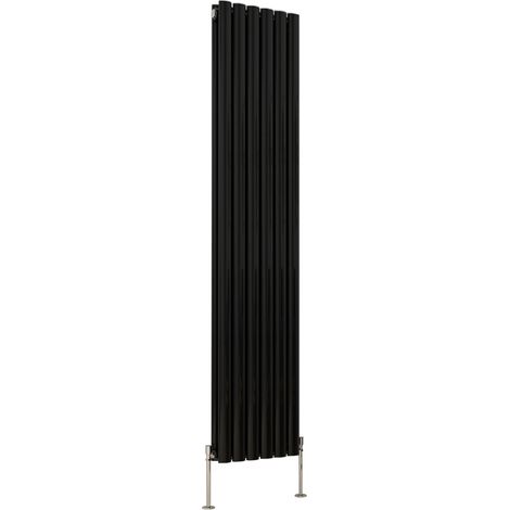 Designer Oval Column Radiator Bathroom Central Heating Rads Black with Angle Square Valve Vertical Double 1800x354mm (1/2)