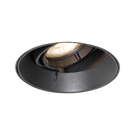 QAZQA Moderno Foco empotrado moderno negro GU10 redondo sin marco - Oneon Aluminio Redonda Adecuado para LED Max. 1 x 50 Watt