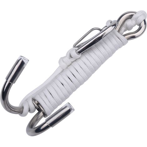 Plongée sous-marine double crochet de dérive en acier inoxydable avec filin pour récif et grotte (Blanc) (1/5)