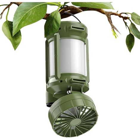 Lanterna da campeggio con ventilatore - Lampada da tenda ricaricabile - Illuminazione e raffreddamento per esterni - Alimentazione solare e USB-C (1/5)