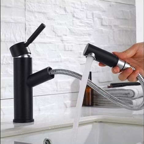 Mitigeur de cuisine avec douchette extractible, robinet pivotant à 150° pour évier, en acier inoxydable brossé avec aérateur amovible, fonction eau chaude et froide, installation simple et rapide pour