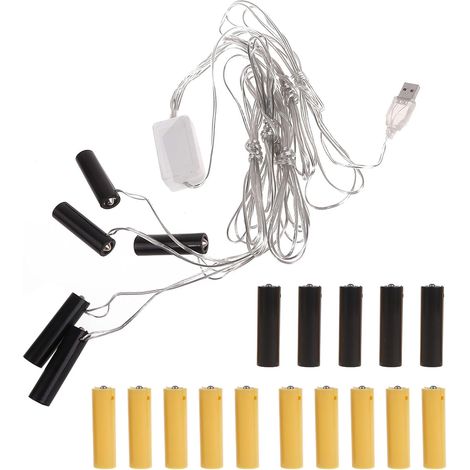 Éliminateur de Piles AA/AAA 4.5V et 3V, Accessoire de transformateur pour Bougies électroniques, Jouets et lumières électriques (AA 5in1) (1/5)