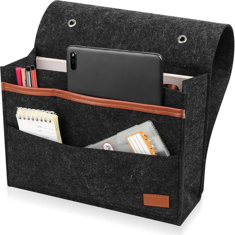 Poche de Lit, Organisateur de en Feutre à Suspendre, Suspendu Pochette de, de Rangement en Feutre à Suspendre, Sac Organiseur de Rangement pour Chambre Dortoir Canapé Table de Chevet (1/5)