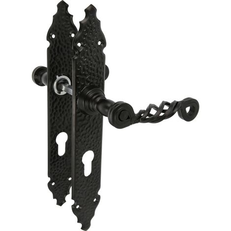 AMIG Poignées sur plaque à cylindre 102PB 280 x 44 mm Plaque d'acier, Poignée zamak Noir (1/5)