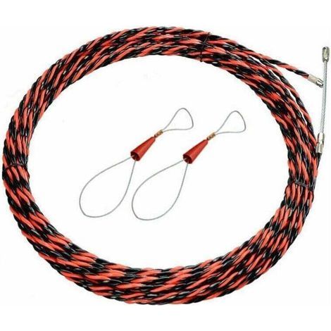 Aiguille Electricien 50M Tire Fil Electriques 6mm Diamètre Kit Tire Fils Electrique, rétractable d'installation rallonge en Acier spiralé Flexible pour Tire Cable et Aiguille Tire Fil (1/4)