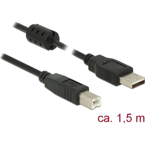 Delock cable usb 2.0 tipo-a macho  usb 2.0 tipo-b macho de 1,5 m negro (BRND)
