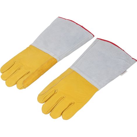 Lot de 2 gants cryogéniques en cuir vachette 40 cm anti gel pour azote liquide glace sèche entrepôt frigorifique (1/5)