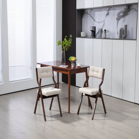 Chaises pliantes HOMEFUN – Lot 2 – Coussin rembourré – Bois – Crème – Invités/Cuisine/Bureau/Mariage/Fêtes